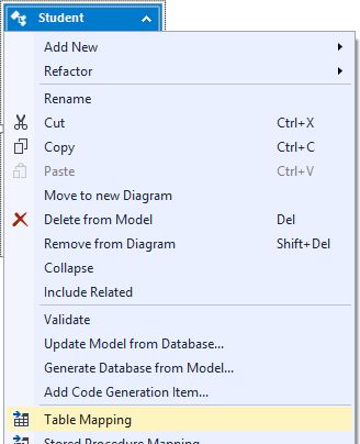 Table Mapping of Entity